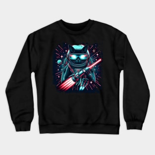 Galactic Guardian Cat: Space Sword Spectacle Crewneck Sweatshirt